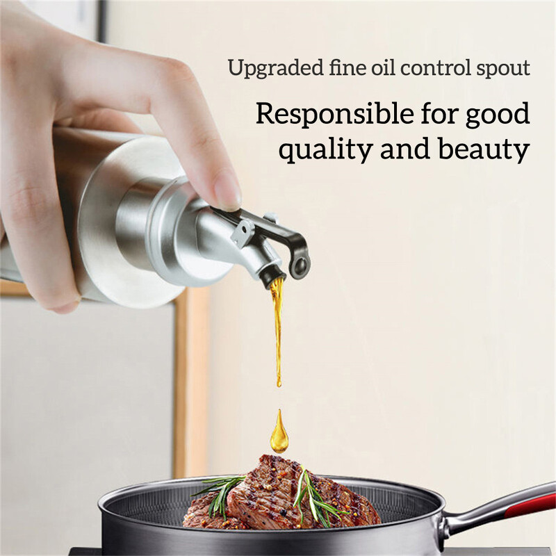 Nešiojamasis aliejaus butelis, nepralaidus acto padažo laikiklis, dozatorius, stiklainis, indas, prieskoniai, 290 ml