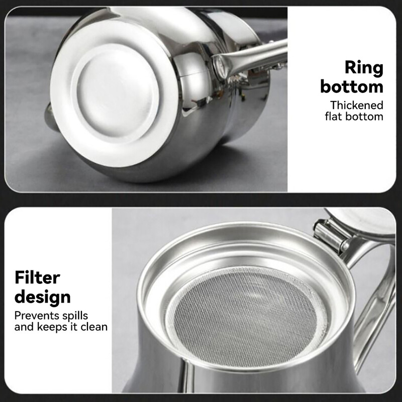 Μπουκάλι λαδιού οικιακής κατσαρόλας από ανοξείδωτο ατσάλι 1 τμχ με φίλτρο αξεσουάρ κουζίνας