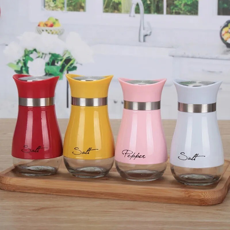 Nerūdijančio plieno prieskonių plaktuvas, druskos ir pipirų stiklinis dugnas, prieskonių balionėlis pipirų plaktuvas Pagardinimo plaktuvas, druskos kepsninės rinkinys