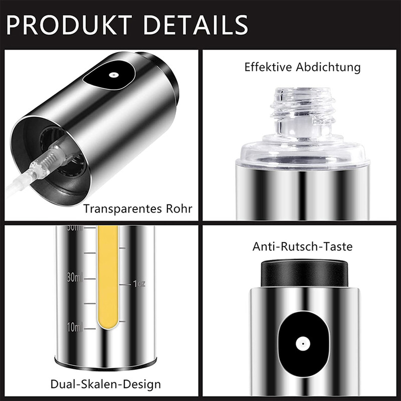 Õlipihusti toiduvalmistamiseks 100 ml roostevabast terasest oliiviõli pihusti Mister korduvtäidetav õlipihusti pudel BPA-vaba kaasaskantav õlipihusti