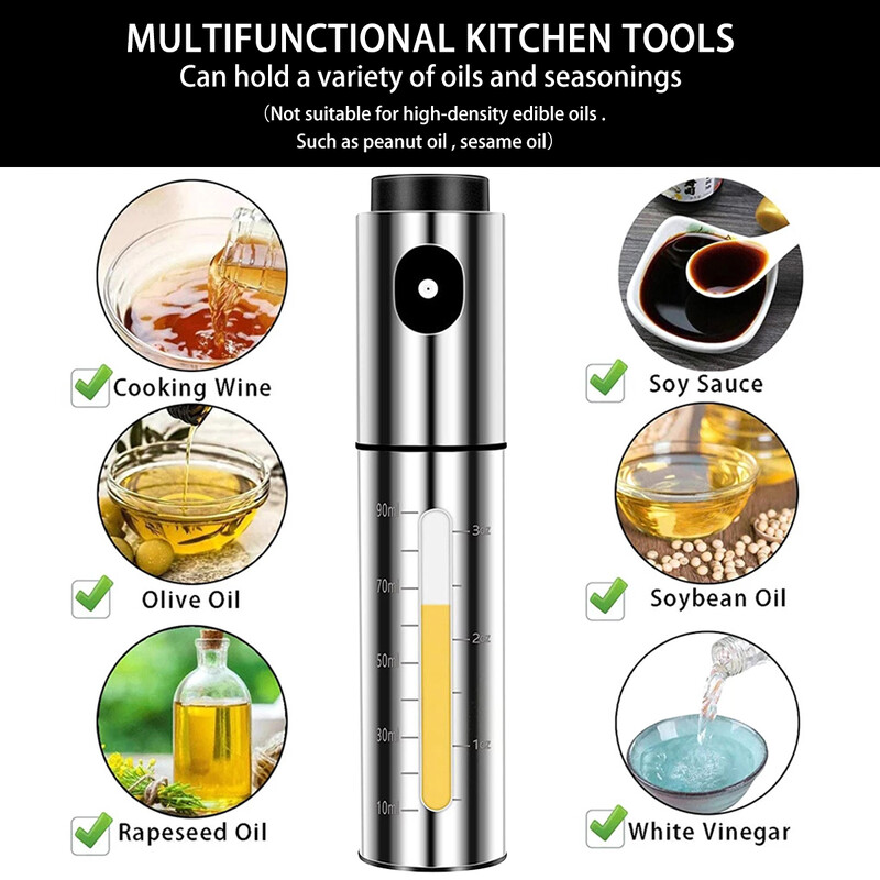 Õlipihusti toiduvalmistamiseks 100 ml roostevabast terasest oliiviõli pihusti Mister korduvtäidetav õlipihusti pudel BPA-vaba kaasaskantav õlipihusti