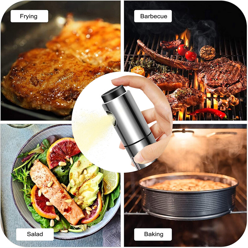 Õlipihusti toiduvalmistamiseks 100 ml roostevabast terasest oliiviõli pihusti Mister korduvtäidetav õlipihusti pudel BPA-vaba kaasaskantav õlipihusti