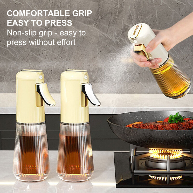 Upgrade Sticla de pulverizare de ulei pentru bucătărie, coacere, prăjire, tip presă de sticlă, pulverizator de ulei, pentru picnic, grătar, dozator de ulei de măsline