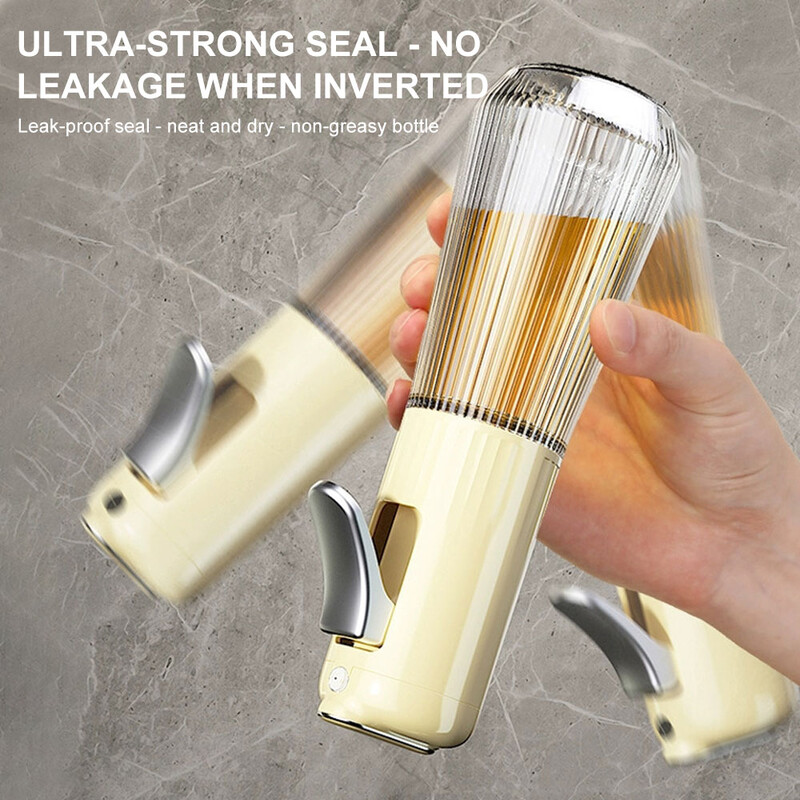 Upgrade Sticla de pulverizare de ulei pentru bucătărie, coacere, prăjire, tip presă de sticlă, pulverizator de ulei, pentru picnic, grătar, dozator de ulei de măsline