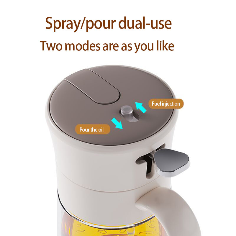 Dozator de ulei de măsline - Dozator 2 în 1 și pulverizator de ulei-Sticlă de ulei de 550 ml cu pulverizator de ulei pentru gătit, bucătărie, salată, grătar