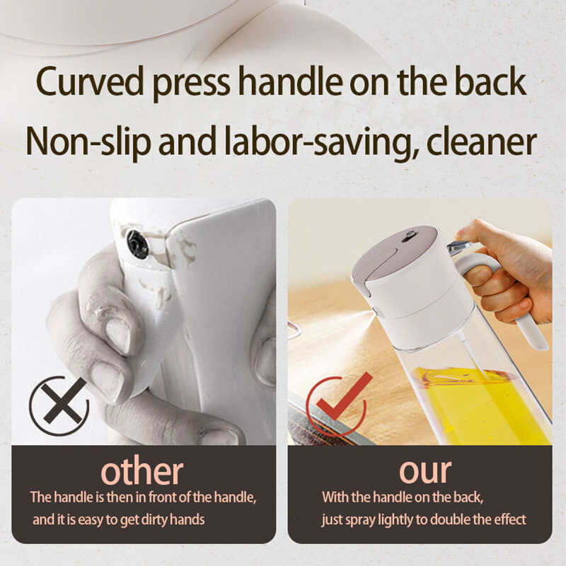 Dozator de ulei de măsline - Dozator 2 în 1 și pulverizator de ulei-Sticlă de ulei de 550 ml cu pulverizator de ulei pentru gătit, bucătărie, salată, grătar