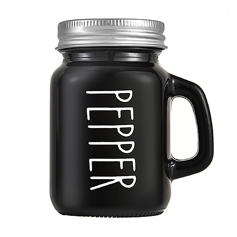 4 tk klaasist maitseainešeikeri komplekt käepidemega roostevabast terasest kaanega must valge vintag disain soola vürtsi pipra pudelid köögitööriist