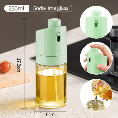 Naujas 230 ml nešiojamas stiklinis aliejaus purkštuvas virimo presui tipo alyvuogių aliejaus dozatoriaus buteliukas salotoms ant grotelių virtuvės kepimo piknikui