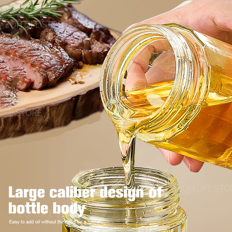 Uus 230 ml kaasaskantav klaasist õlipihusti toiduvalmistamiseks pressitud oliiviõli dosaatoriga pudel salati grilli köögi küpsetuspikniku jaoks