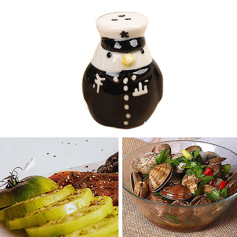 2 vnt. Keramikinė pingvinų druskos ir pipirų plaktuvė animacinių filmų prieskonių talpykla Vestuvių vakarėliui stalo gyvūnams papuošti prieskonių indelis