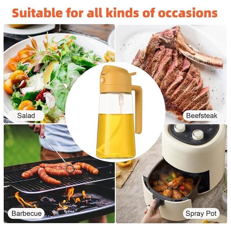 Virtuvės purškiklis, 2 viename alyvuogių aliejaus dozatorius ir aliejaus purkštuvo butelis, aliejaus dozatoriaus butelis virtuvei, skirtas oro gruzdintuvui