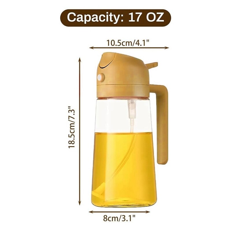 Virtuvės purškiklis, 2 viename alyvuogių aliejaus dozatorius ir aliejaus purkštuvo butelis, aliejaus dozatoriaus butelis virtuvei, skirtas oro gruzdintuvui