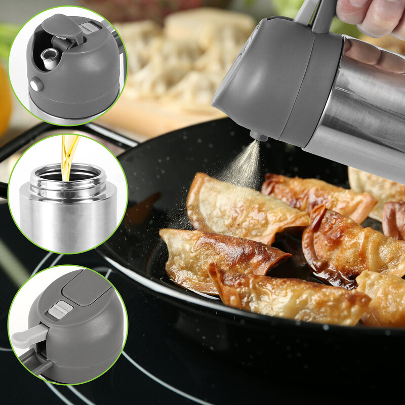 Aliejaus purškimo butelis 500 ml nerūdijančio plieno užpildomas aliejaus dozatoriaus butelis plačios burnos kepimo aliejaus purkštuvas, skirtas kepti orkaitėje