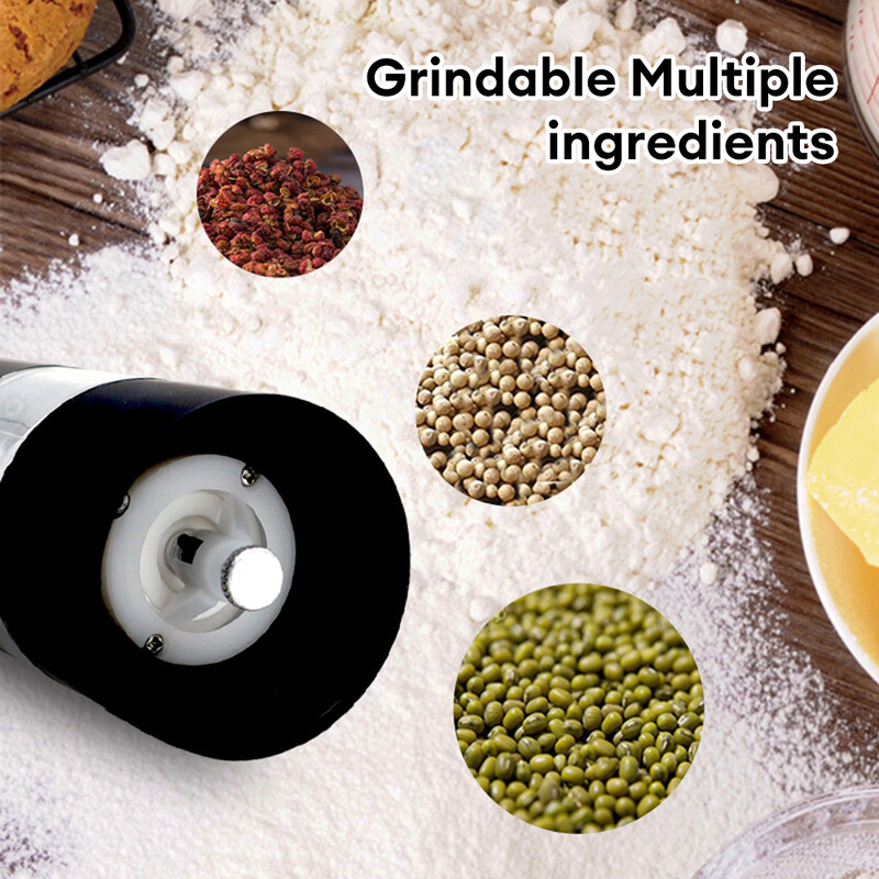 Elektriline pipra- ja soolaveski LED-valgusega juhtmeta reguleeritava jämedusega vürtsiveski köögis toiduvalmistamise abivahend