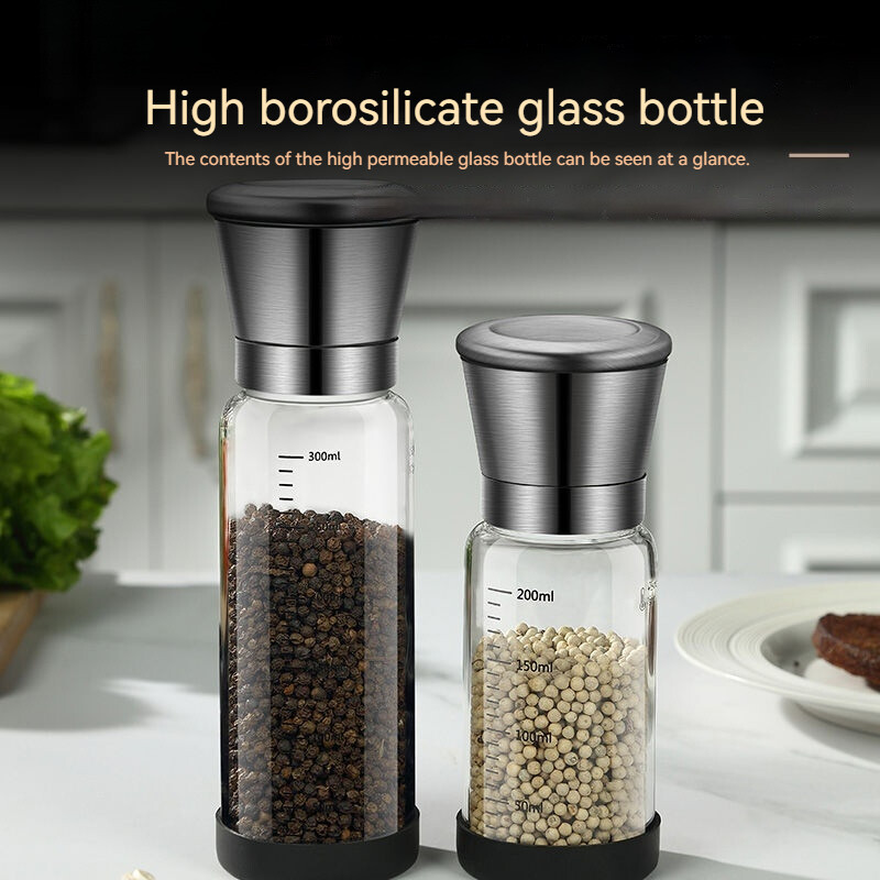 Y-186 klaaspipraveski käsitsi majapidamispulber seesami musta pipra veskid köök värskelt jahvatatud maitseainepudeli tööriistad