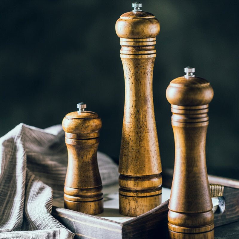 Puidu soola- ja pipraveskid, puidust vürtsi- ja pipraveskid, käsitsi reguleeritava keraamilise köögitööriistaga ürdiveskid