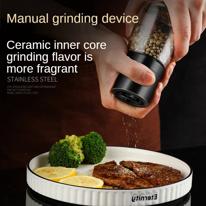 1 tk Premium manuaalne soolaveski läbipaistvast klaasist korpusega pipraveski Reguleeritav jahvatusvürts Köögitööriistad Avaleht