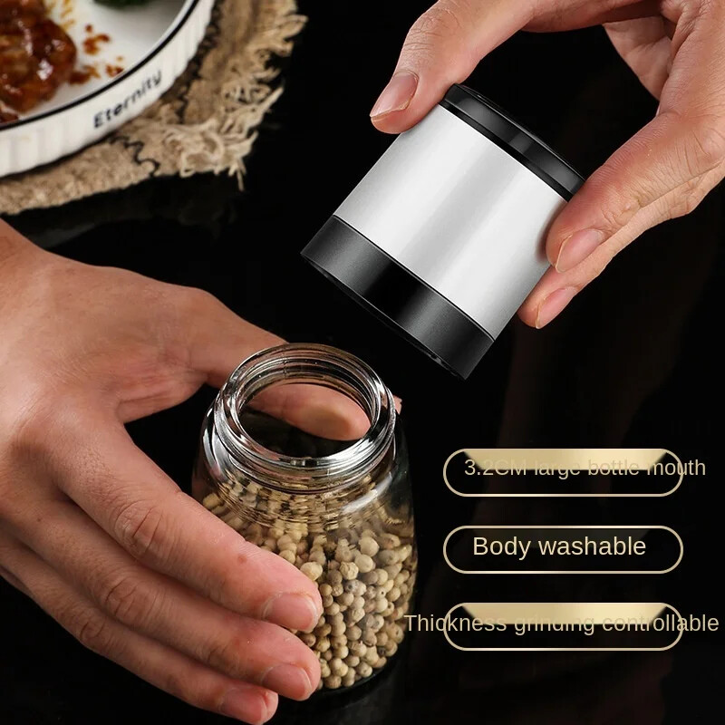 1 tk Premium manuaalne soolaveski läbipaistvast klaasist korpusega pipraveski Reguleeritav jahvatusvürts Köögitööriistad Avaleht