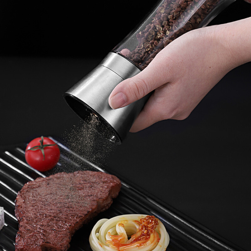 Käsitsi pipraveski reguleeritava jämeveskiga soola- ja pipraveskiga koduköögi roostevabast terasest klaasist