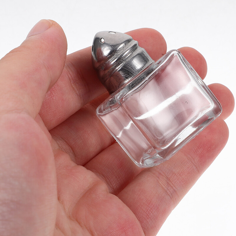 Mini druskos pipirų plaktuvai prieskonių indeliai Stikliniai kubeliai Kūno prieskonių plaktuvai Maži pipirų plaktuvai Butelis pagardų laikymo indelis