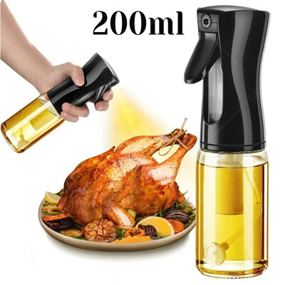 Sticlă de sticlă cu pulverizare pentru ulei, 200 ml, dozator de ulei de măsline, borcan de ulei pentru grătar, oțet de copt, sos de soia, pulverizator, recipiente, gadgeturi de bucătărie