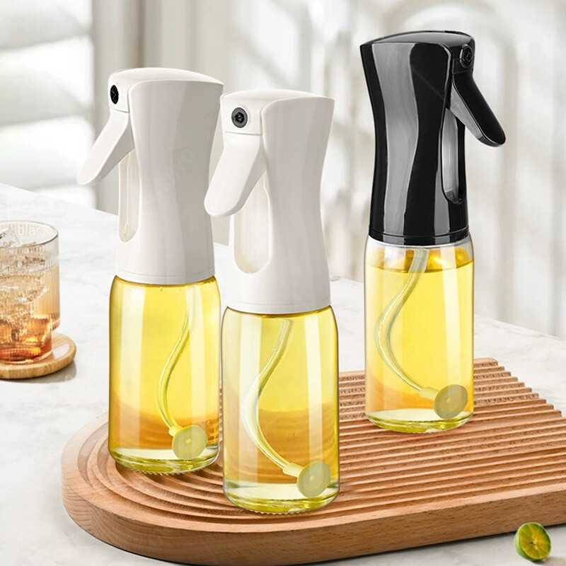 Sticlă de sticlă cu pulverizare pentru ulei, 200 ml, dozator de ulei de măsline, borcan de ulei pentru grătar, oțet de copt, sos de soia, pulverizator, recipiente, gadgeturi de bucătărie