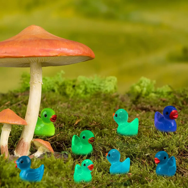 200/100 БР. Светещи мини патици Мъх Микроландшафт Миниатюрни фигурки на патици Приказни градински аксесоари Декор за дома Светят в тъмното