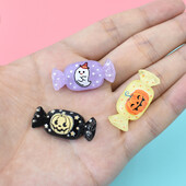 10db Halloween Pumpkin Ghost Candy lapos hátú Cabochon Resin Charms Scrapbooking dekoráció barkács ékszerkészítési kiegészítők