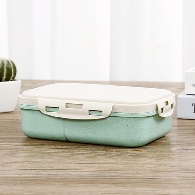 Кутия за обяд за микровълнова фурна от 1000 мл за деца, училище, екологично чиста Кутия за бенто от пшенична слама, без BPA, Кухненска пластмасова кутия за храна Кутия за обяд