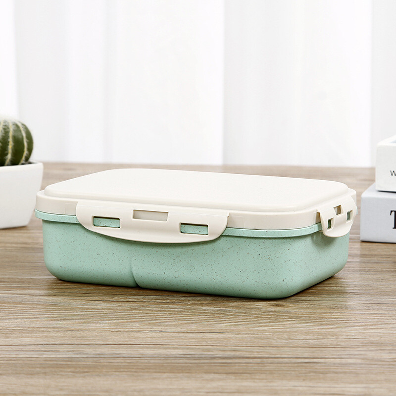 Кутия за обяд за микровълнова фурна от 1000 мл за деца, училище, екологично чиста Кутия за бенто от пшенична слама, без BPA, Кухненска пластмасова кутия за храна Кутия за обяд