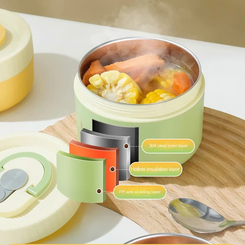 Nešiojama sandari terminė priešpiečių dėžutė vaikams, sukraunama mikrobangų krosnelė 304 nerūdijančio plieno Bento dėžutės izoliuota maisto talpa