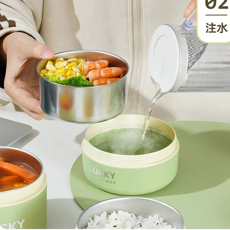 Nešiojama sandari terminė priešpiečių dėžutė vaikams, sukraunama mikrobangų krosnelė 304 nerūdijančio plieno Bento dėžutės izoliuota maisto talpa