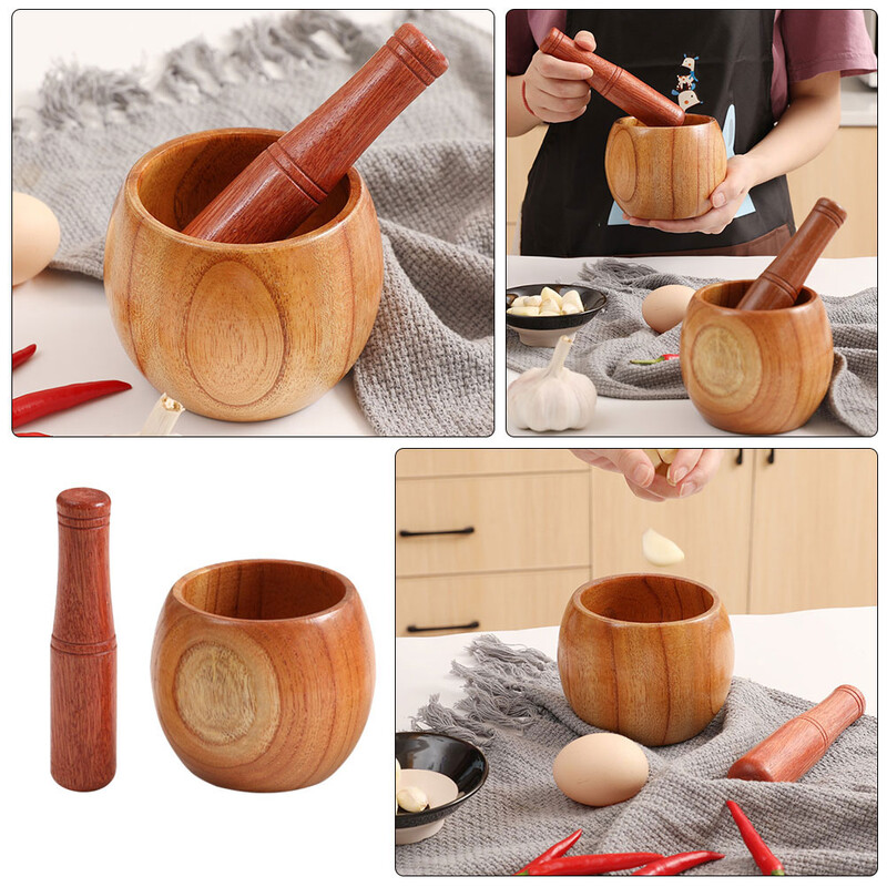 Česnako stiklainio rankinis smulkintuvas, skirtas virtuvės medienos dubeniui pipirų prieskoniams