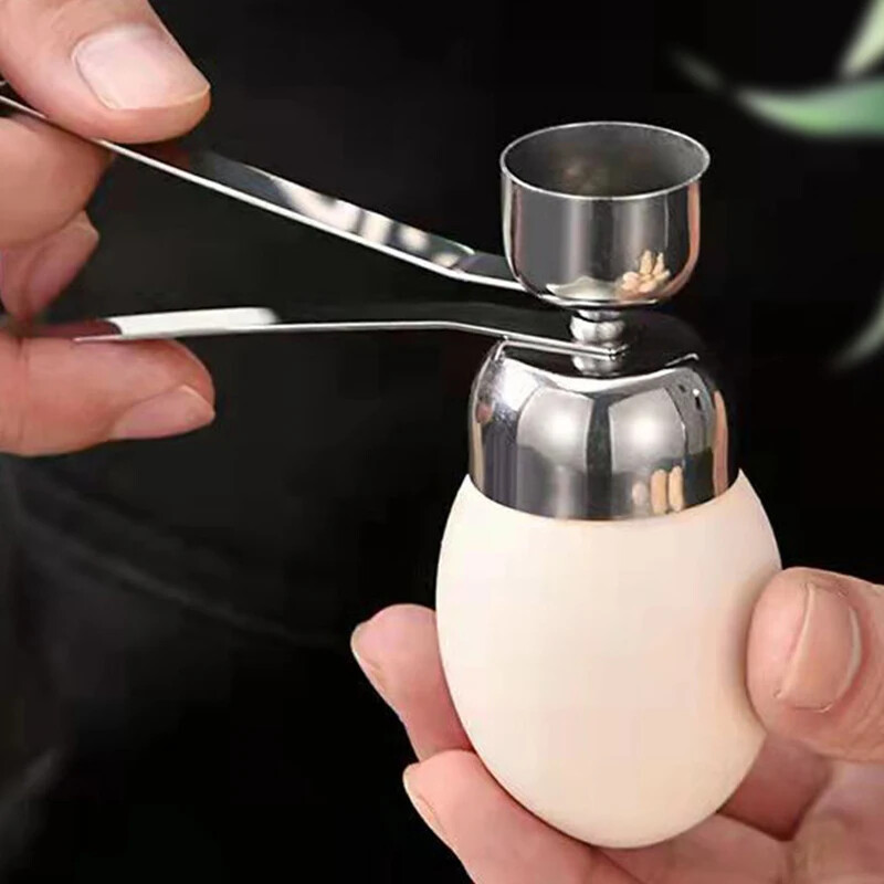 304 Метална отварачка за черупки от яйца Резачка за черупки с двойна глава Отварачка за черупки за яйца Варено сурово яйце Креативни кухненски инструменти Аксесоари