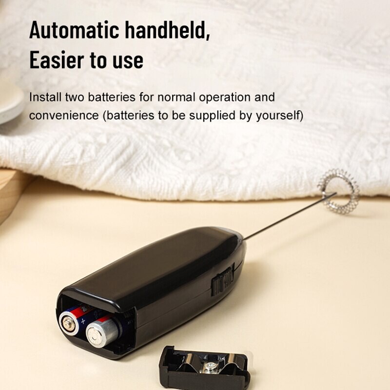 1 бр. Бяла електрическа бъркалка за яйца Пенообразувател за мляко за кафе Домашна кухня Мини блендер от неръждаема стомана Кафе Мляко Чай Кухненски инструмент