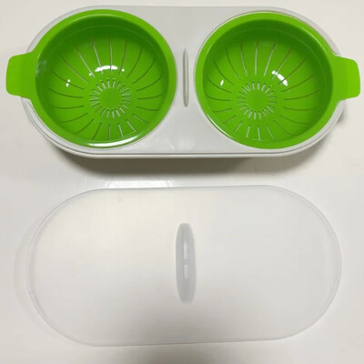 Микровълнова фурна Egg Poacher Food Grade Кухненски съдове Двойна чаша Egg Boiler Микровълнови фурни Кухненски набор от яйца на пара Egg Maker Инструменти за готвене