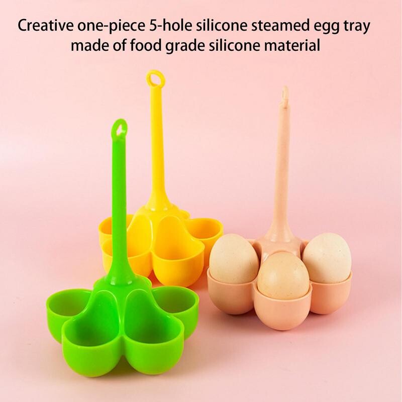 Държач за варене на яйца Топлоустойчива силиконова тава за варене на яйца с 5 решетки Пош за варене на яйца Поставка за готварска печка Кухненски инструменти за яйца