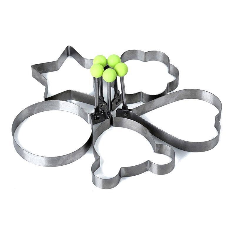 5 vnt./rinkinys Apvalios formos keptų kiaušinių blynų pusryčių omleto keptuvė Virtuvė Virtuvė Omletas nerūdijančio plieno formų pristatymas