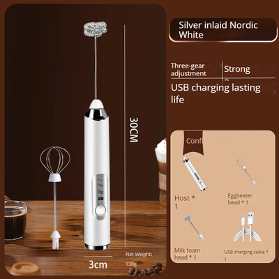 Vezeték nélküli elektromos tejhabosító tojáshabverő USB újratölthető kézi kávé turmixgép turmix mixer habosító ételmixer