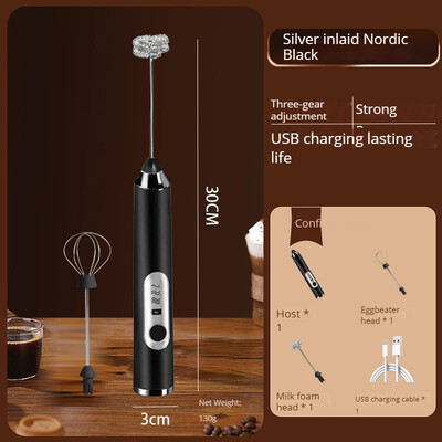 Vezeték nélküli elektromos tejhabosító tojáshabverő USB újratölthető kézi kávé turmixgép turmix mixer habosító ételmixer