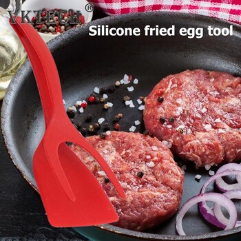 2 In 1 Grip Flip Tongs Egg Spatula Tongs Clamp Pancake τηγανητό αυγό ομελέτα γαλλικό τοστ Αναποδογυρισμένο Turner Αξεσουάρ κουζίνας