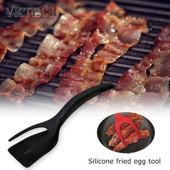 2 In 1 Grip Flip Tongs Egg Spatula Tongs Clamp Pancake τηγανητό αυγό ομελέτα γαλλικό τοστ Αναποδογυρισμένο Turner Αξεσουάρ κουζίνας