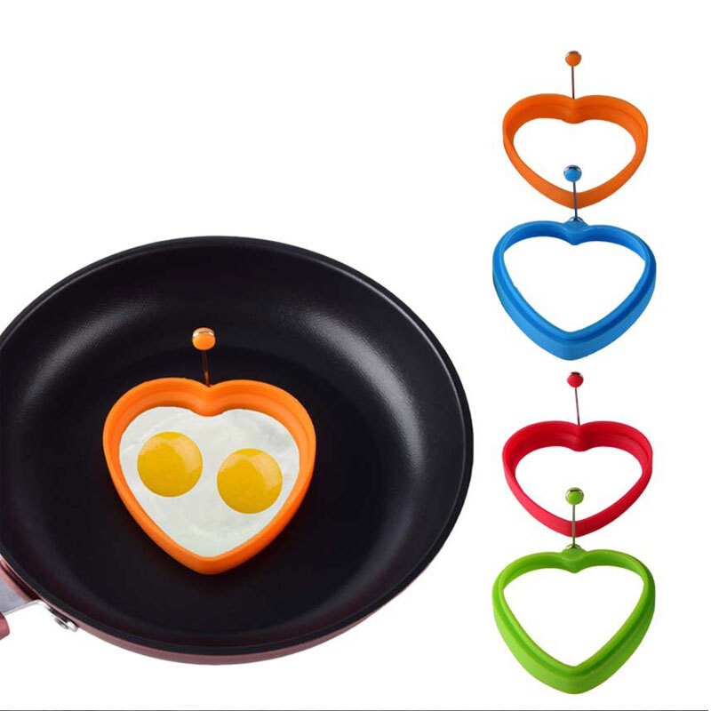 1vnt silikoniniai rankiniai keptų kiaušinių formos žiedai „pasidaryk pats“ širdies formos blynų omletas pusryčių formelės virtuvės kepimo gaminimo įrankiai