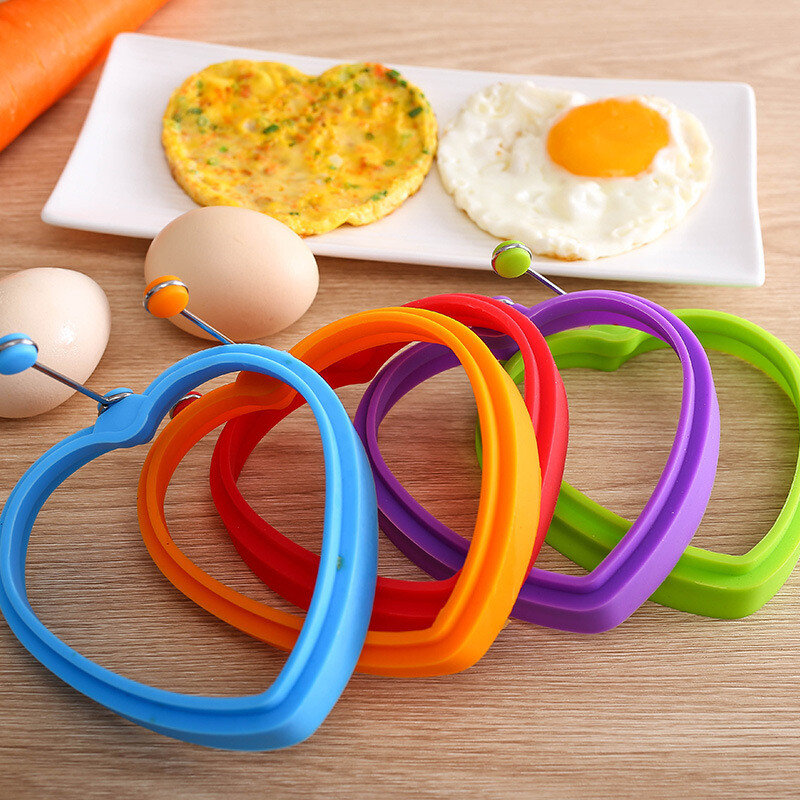 1vnt silikoniniai rankiniai keptų kiaušinių formos žiedai „pasidaryk pats“ širdies formos blynų omletas pusryčių formelės virtuvės kepimo gaminimo įrankiai