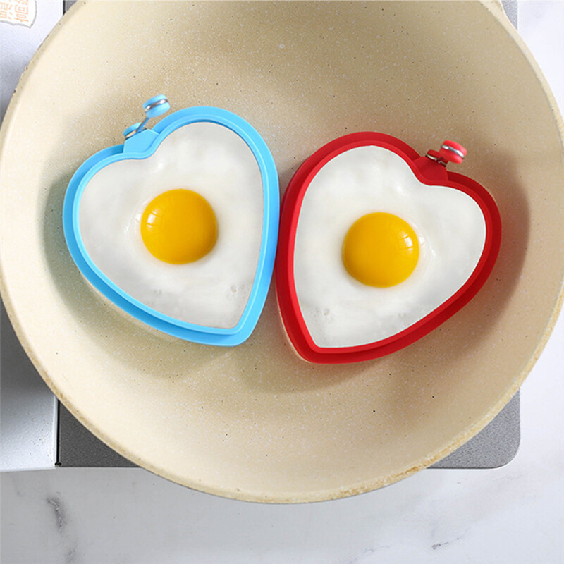 1vnt silikoniniai rankiniai keptų kiaušinių formos žiedai „pasidaryk pats“ širdies formos blynų omletas pusryčių formelės virtuvės kepimo gaminimo įrankiai