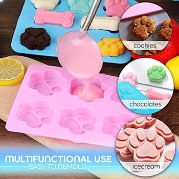 Cartoon Dog Footprints Silicone Cake Mold Done Creative Cookies, Cartoon Dog Bones Dog PAWS ice Cube Mold Gummy Pudding Jelly Ch