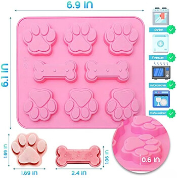 Cartoon Dog Footprints Silicone Cake Mold Done Creative Cookies, Cartoon Dog Bones Dog PAWS ice Cube Mold Gummy Pudding Jelly Ch