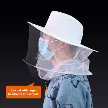 BeeKeeping Professional Beekeeper Hat With Brim Face Thickening Sunscreen μισού μήκους ειδικής προστασίας Beekeeper