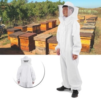 Cotton Beeeepers Bee Suit Професионален Пчелен костюм за цялото тяло Ръкавици за отстраняване на пчели Шапка Дрехи Яке Защитен костюм Пчеларско оборудване