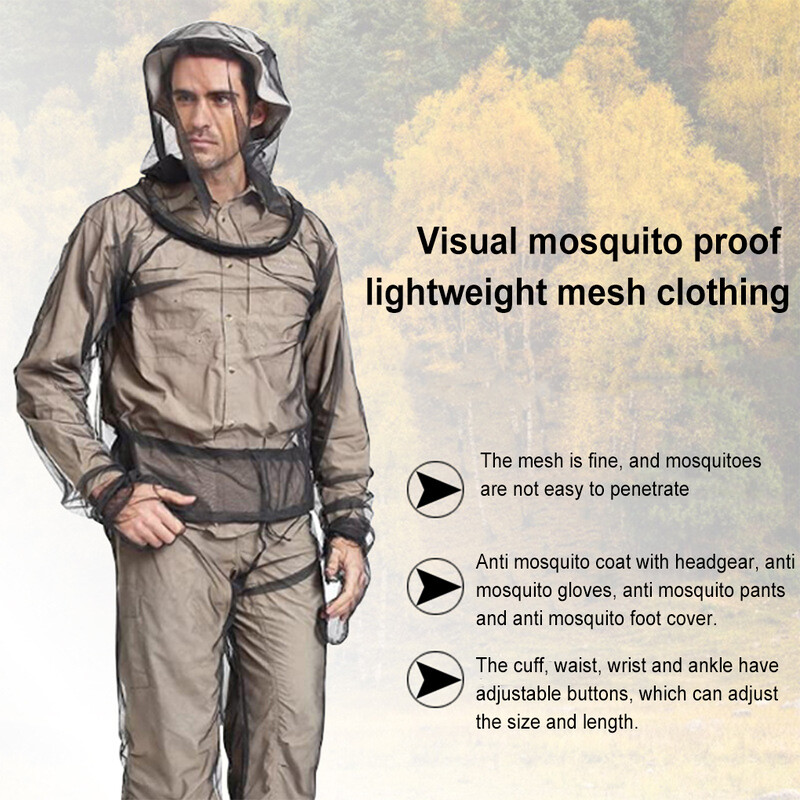 4PCS/Set Vanjsko odijelo za zaštitu od komaraca Mrežasta pčelarska zaštitna odjeća s kapuljačom Kampiranje Planinarenje Odjeća protiv uboda komaraca